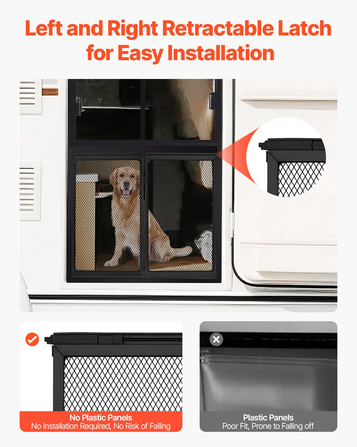 VEVOR RV Screen Door Protector 571.5 x 508 mm Door Grille Aluminum Alloy for Pet