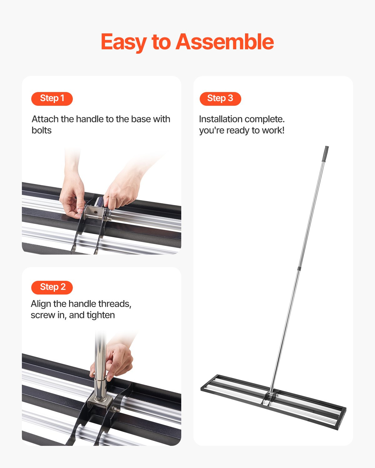 VEVOR 48x10in Lawn Leveling Rake with 83.9 in Adjustable Handle for Yard Garden