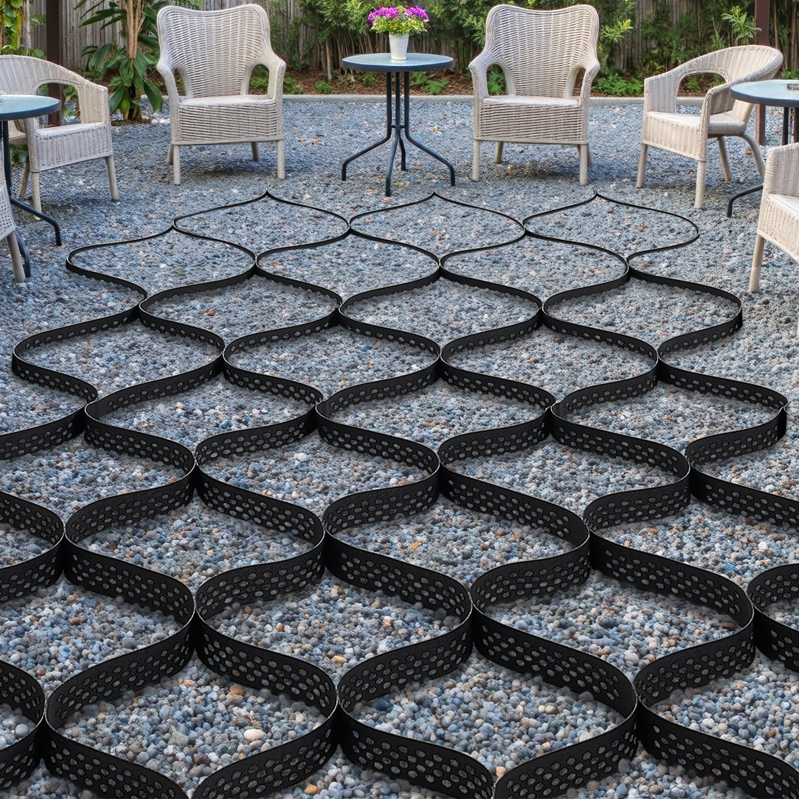 VEVOR Ground Grid 3-Inch Deep Geocell Grid 24.93x9.52FT / 7600x2900mm for Gravel