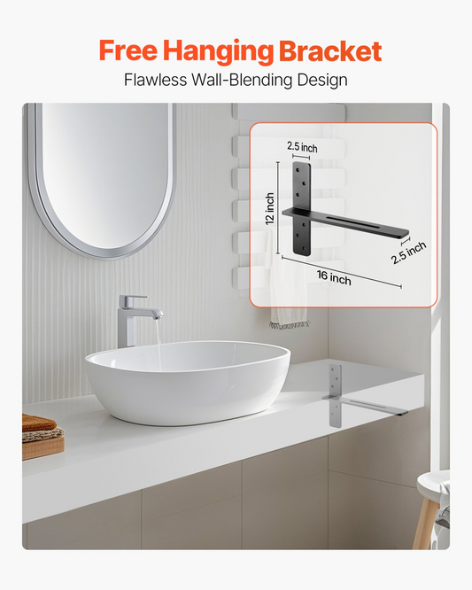 VEVOR 2 Pcs Shelf Brackets 16 inch / 406.4 mm Heavy Duty Floating Shelf Brackets