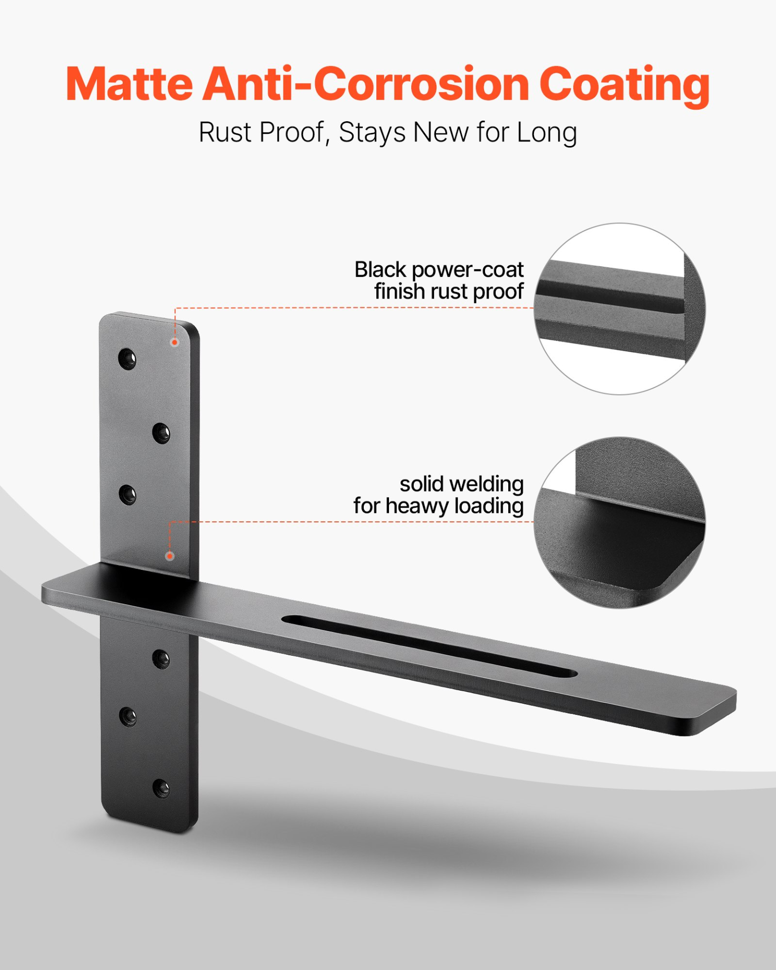 VEVOR 2 Pcs Shelf Brackets 16 inch / 406.4 mm Heavy Duty Floating Shelf Brackets