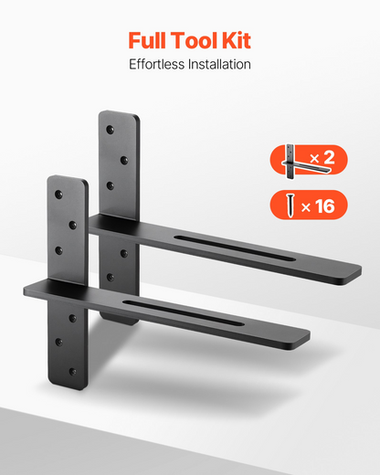 VEVOR 2 Pcs Shelf Brackets 16 inch / 406.4 mm Heavy Duty Floating Shelf Brackets