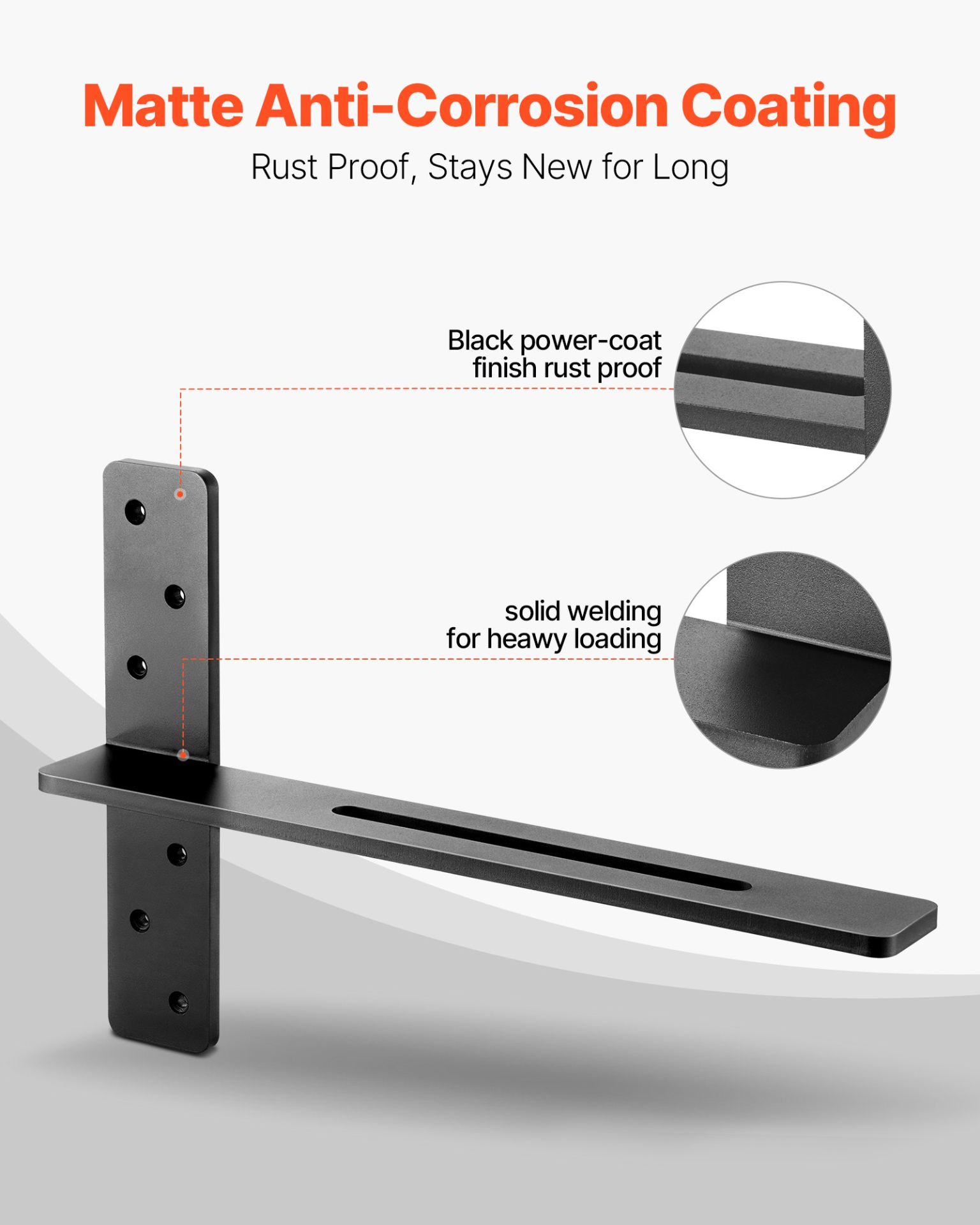 VEVOR 2 Pcs Shelf Brackets 18 inch / 457.2 mm Heavy Duty Floating Shelf Brackets