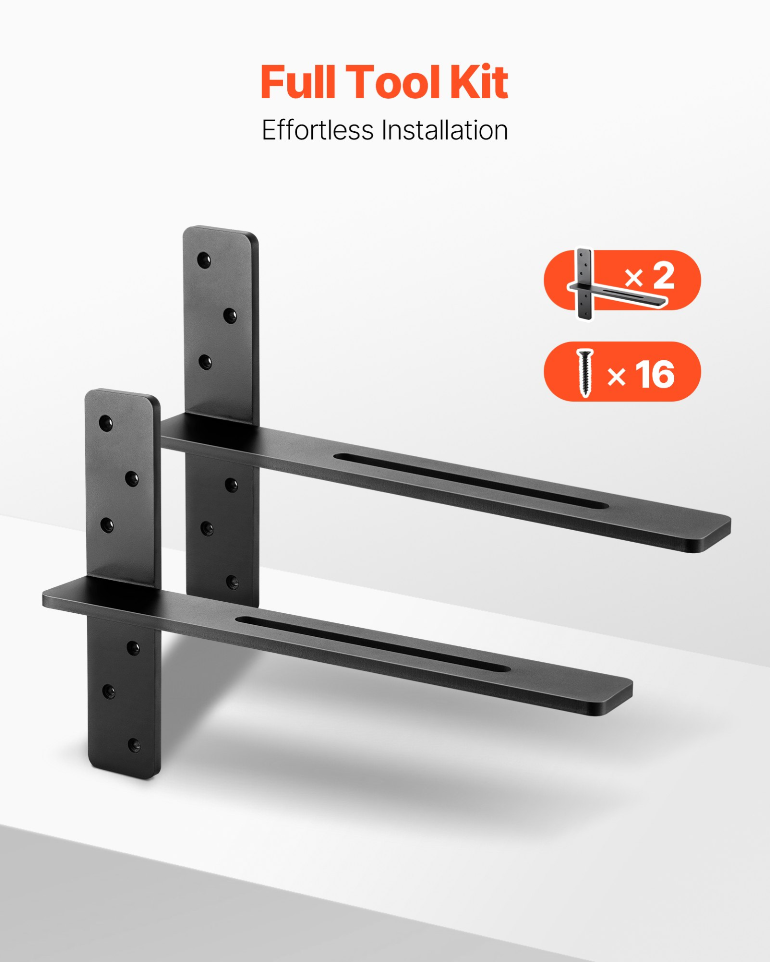 VEVOR 2 Pcs Shelf Brackets 18 inch / 457.2 mm Heavy Duty Floating Shelf Brackets