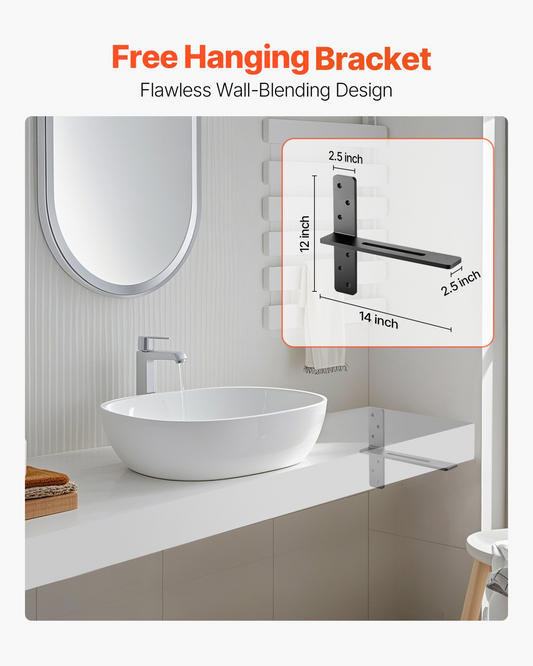 VEVOR 2 Pcs Shelf Brackets 14 inch / 355.6 mm Heavy Duty Floating Shelf Brackets