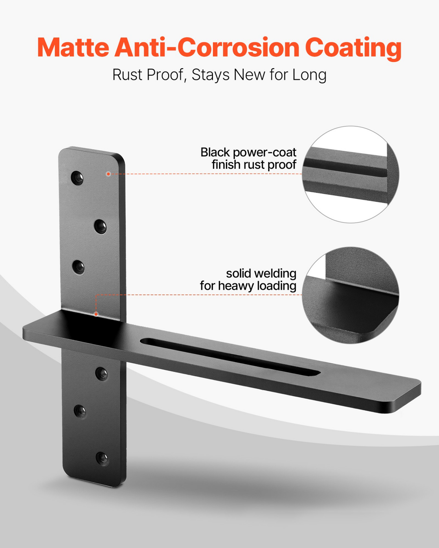 VEVOR 2 Pcs Shelf Brackets 14 inch / 355.6 mm Heavy Duty Floating Shelf Brackets