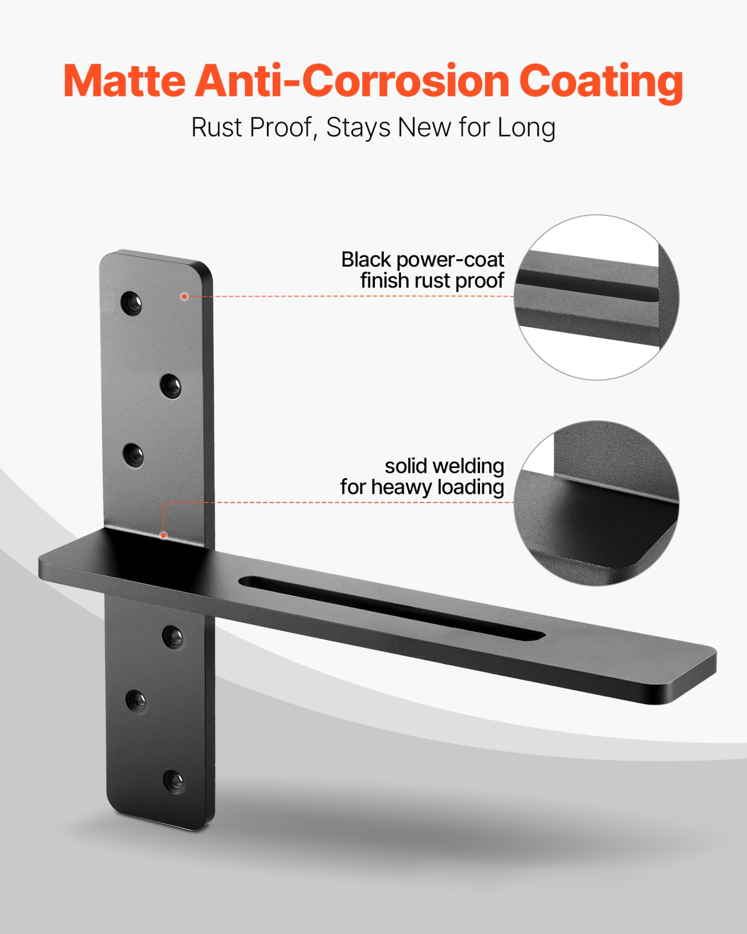 VEVOR 2 Pcs Shelf Brackets 14 inch / 355.6 mm Heavy Duty Floating Shelf Brackets
