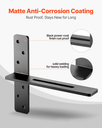 VEVOR 2 Pcs Shelf Brackets 14 inch / 355.6 mm Heavy Duty Floating Shelf Brackets