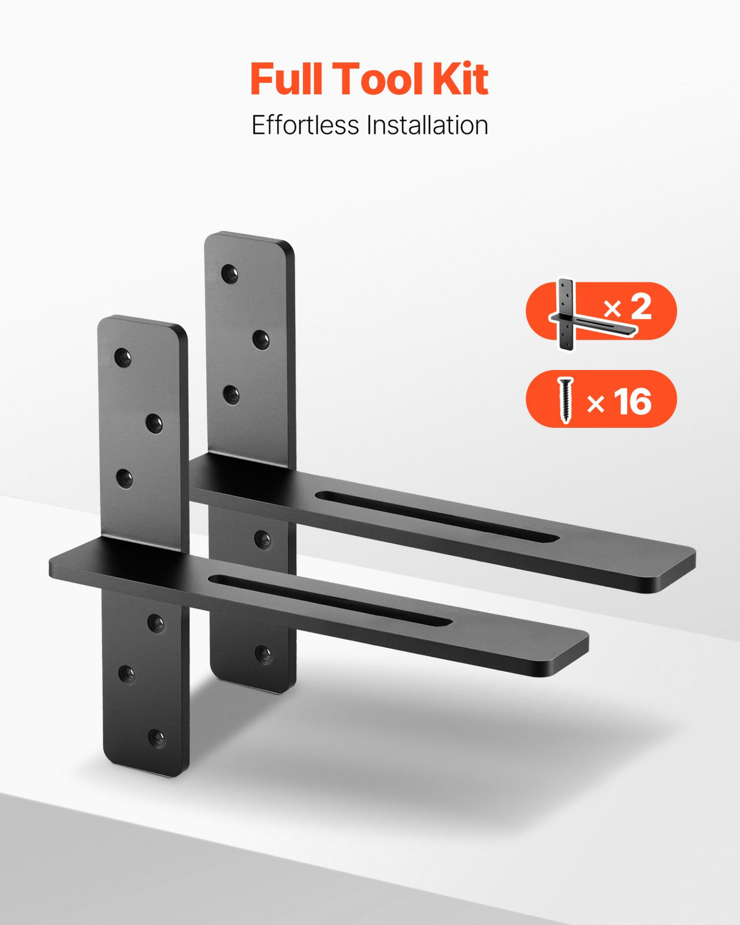 VEVOR 2 Pcs Shelf Brackets 14 inch / 355.6 mm Heavy Duty Floating Shelf Brackets