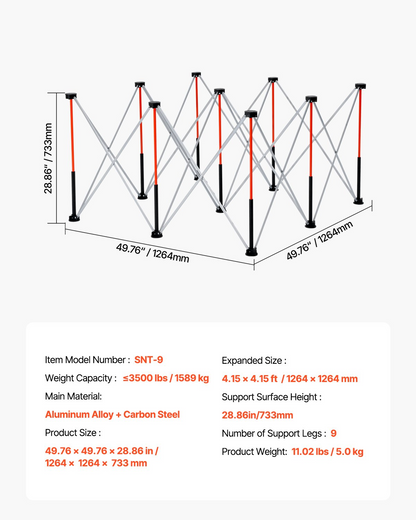 VEVOR Portable Folding Workstand 1264 x 1264 mm Collapsible Work Stand 1589 kg