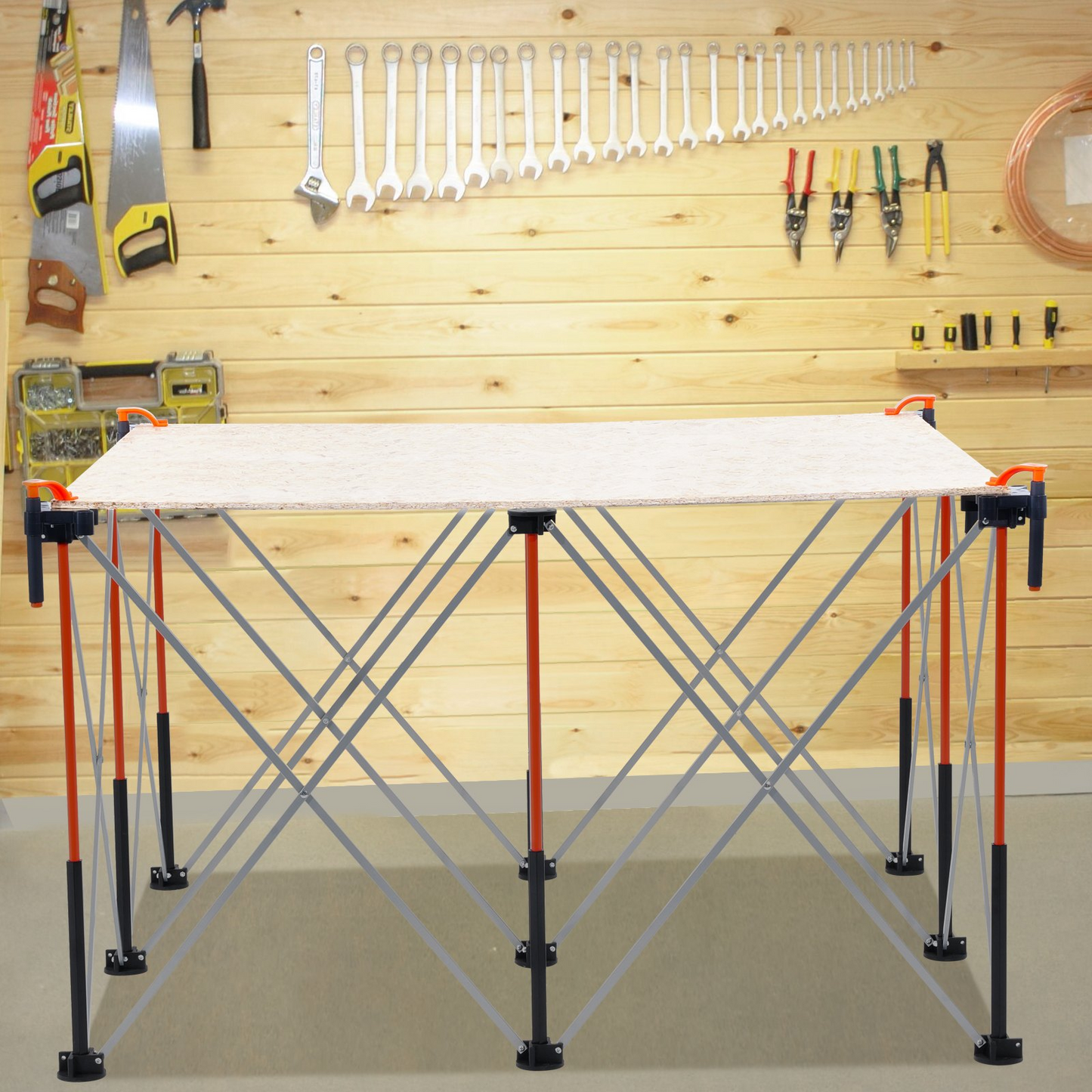VEVOR Portable Folding Workstand 1264 x 1264 mm Collapsible Work Stand 1589 kg