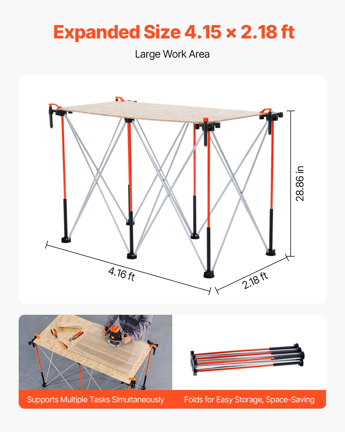 VEVOR Portable Folding Workstand 1266 x 665 mm Collapsible Work Stand 1135 kg
