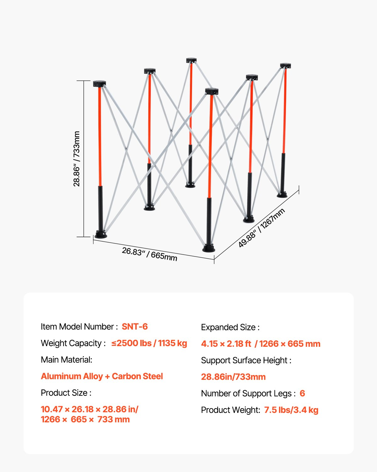 VEVOR Portable Folding Workstand 1266 x 665 mm Collapsible Work Stand 1135 kg