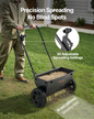 VEVOR Walk-Behind Push Broadcast Spreader 50LBS Capacity 18 in Spreading Width