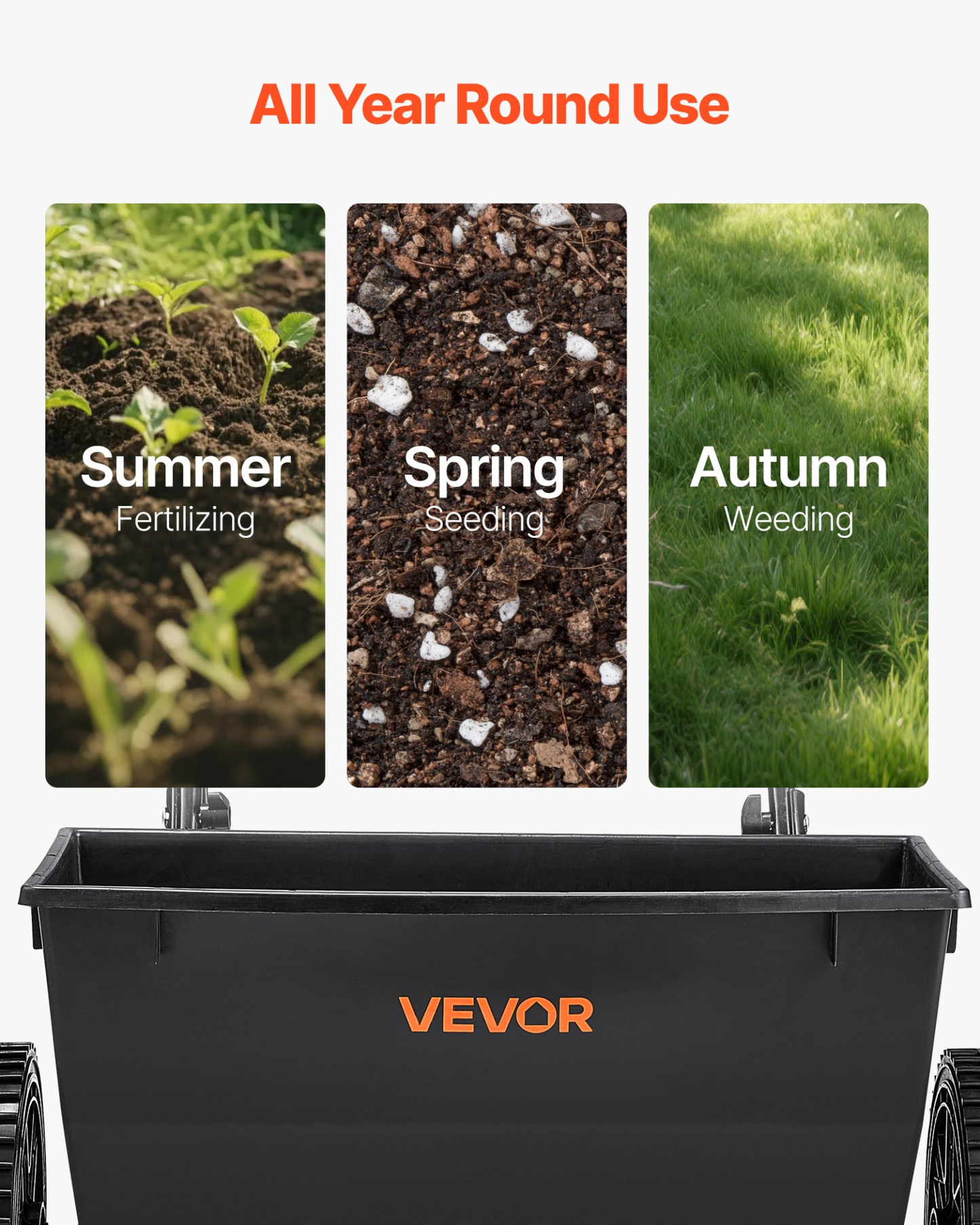 VEVOR Walk-Behind Push Broadcast Spreader 50LBS Capacity 18 in Spreading Width