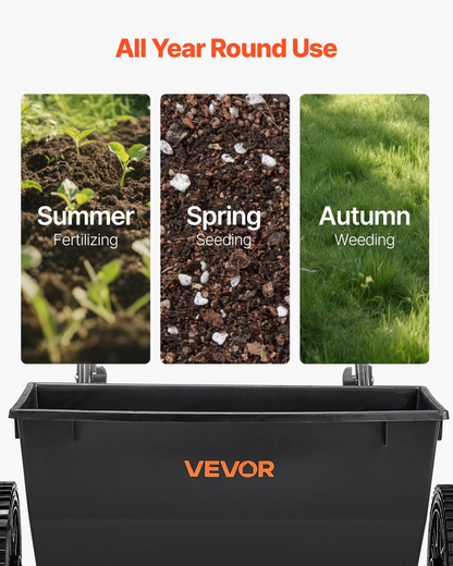 VEVOR Walk-Behind Push Broadcast Spreader 50LBS Capacity 18 in Spreading Width