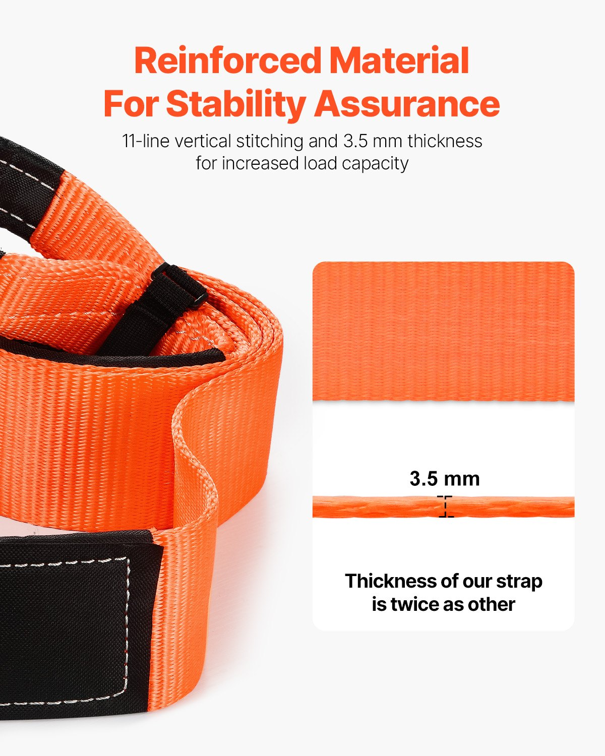 VEVOR Car Tow Cable Towing Strap Rope 36000 lbs 8 ft Emergency Heavy Duty Strap