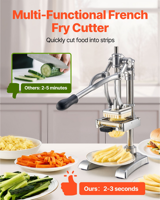 VEVOR Commercial French Fry Cutter Vegetable Chopper with 3 Blades and 1 Juicer