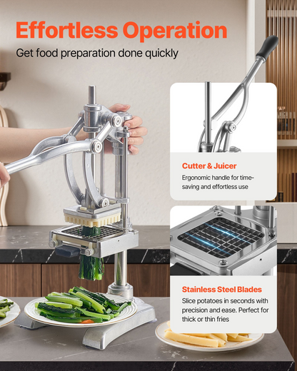 VEVOR Commercial French Fry Cutter Vegetable Chopper with 3 Blades and 1 Juicer