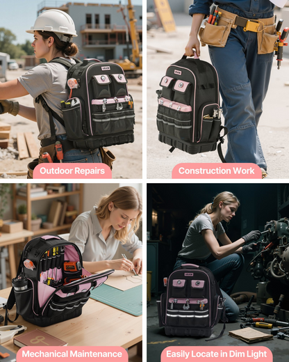 VEVOR Tool Backpack 56 Pockets Tear-resistant Jobsite Backpack for Electrician