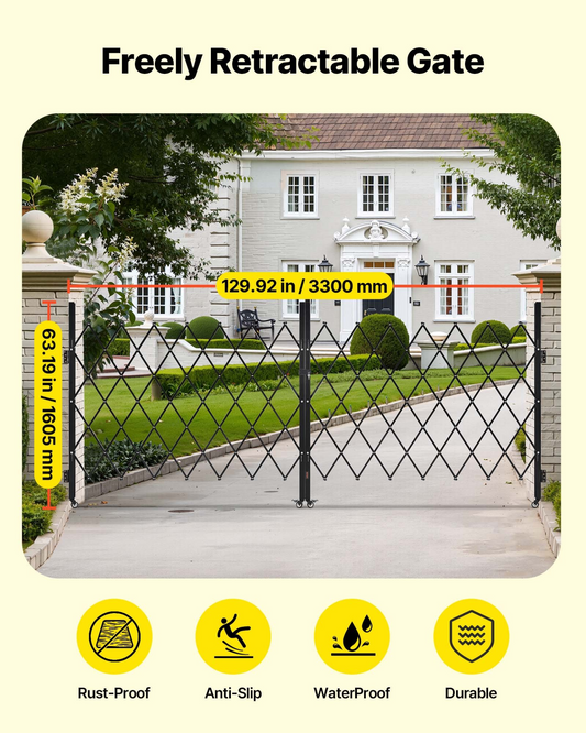 VEVOR Double Folding Security Gate Lockable Scissor Gate 129.92 x 63.19 in(WxH)