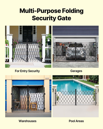 VEVOR Double Folding Security Gate Lockable Scissor Gate 129.92 x 63.19 in(WxH)