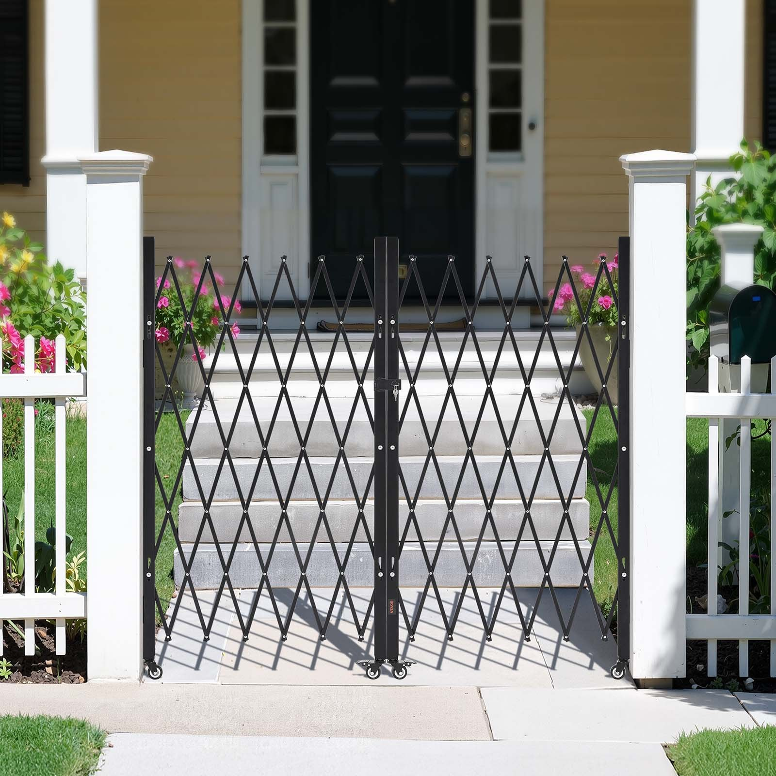 VEVOR Double Folding Security Gate Lockable Scissor Gate 125.98 x 63.19 in(WxH)
