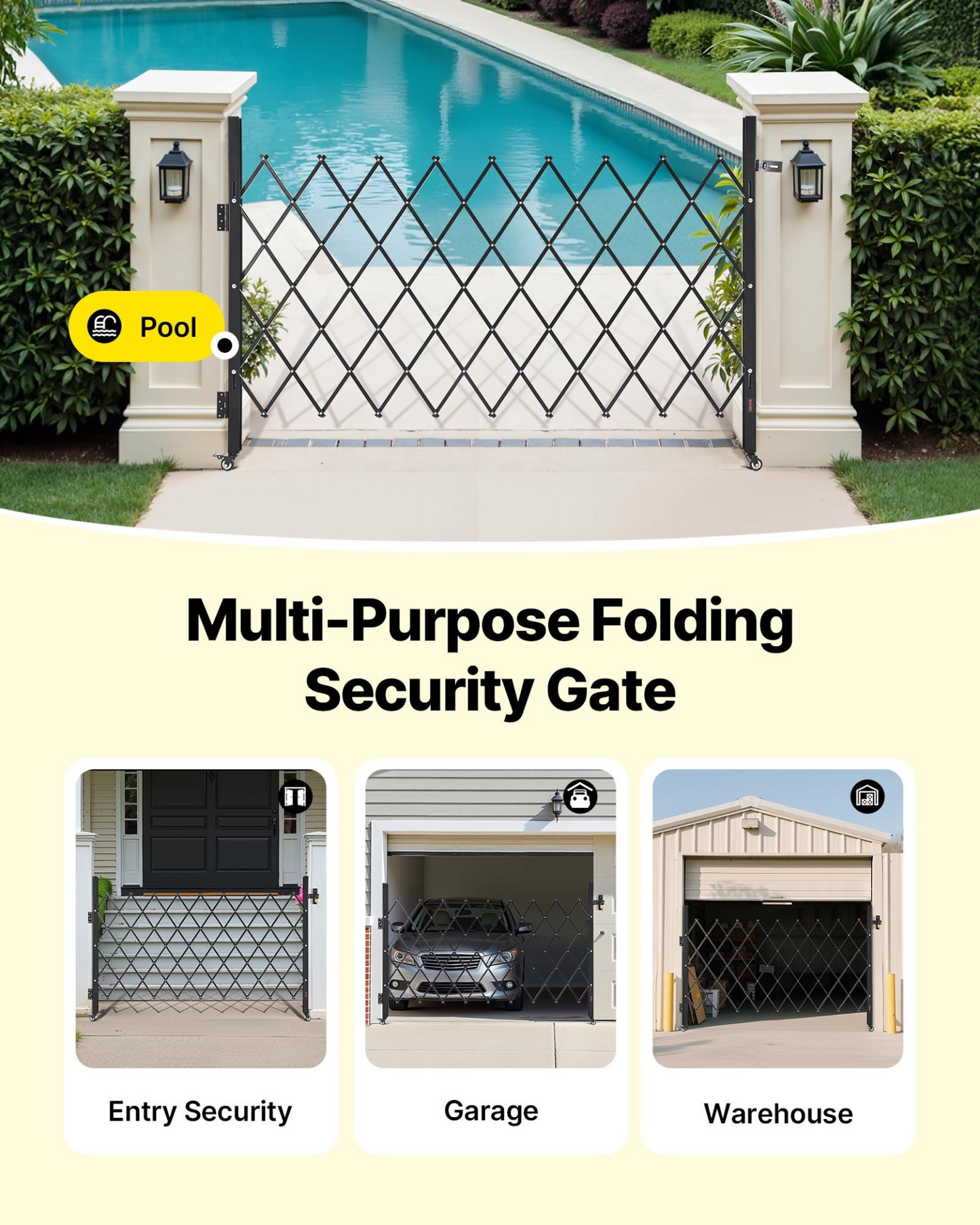 VEVOR Single Folding Security Gate Lockable Scissor Gate 74.80 x 51.57 in (WxH)