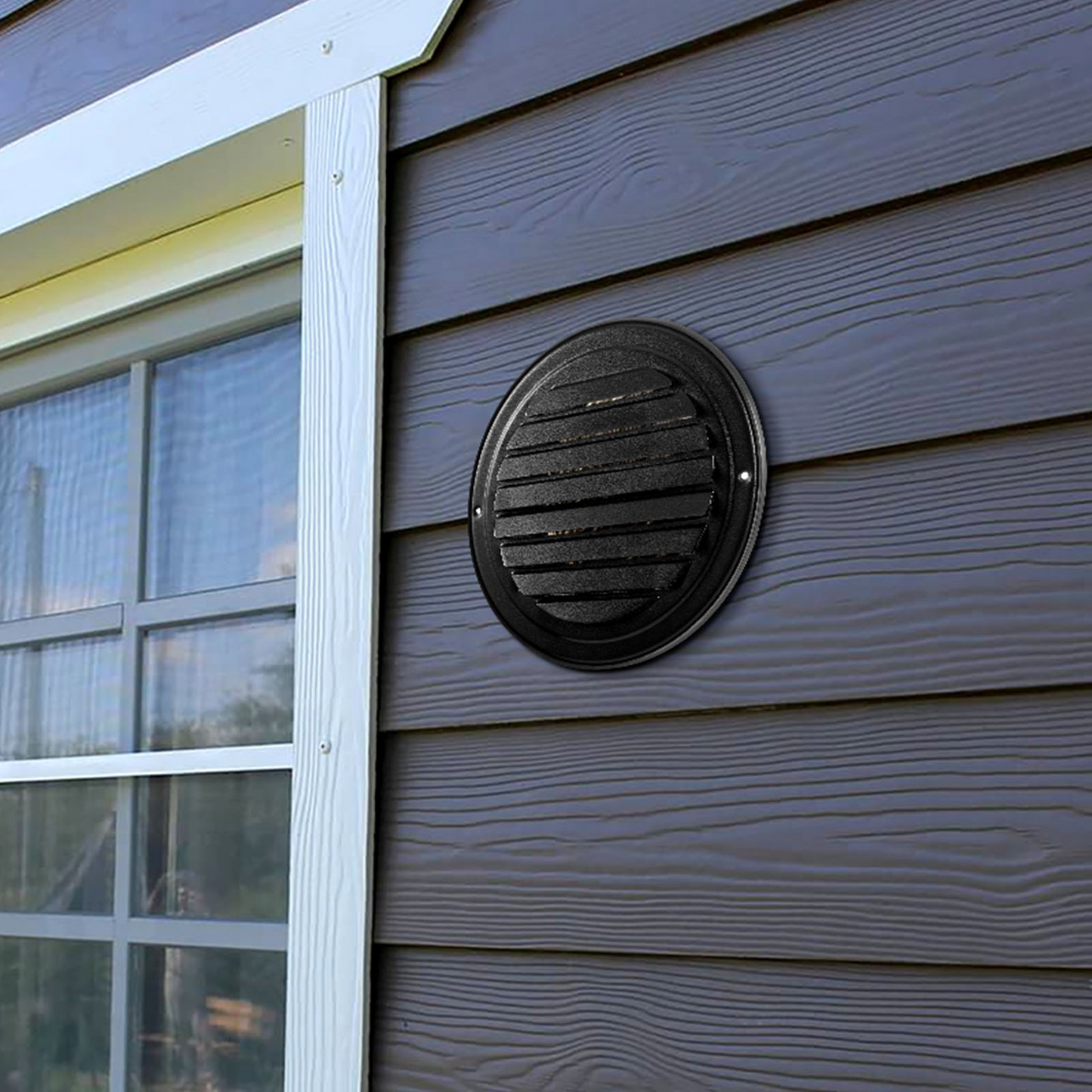 VEVOR 145 mm Round Wall Vent Cover Stainless Steel AC Vent 2 Pack Black