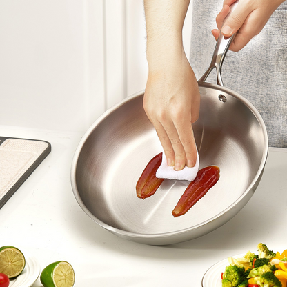 VEVOR Triply Stainless Steel Frying Pan 3Pcs 240 280 320mm for Dishwasher Silver