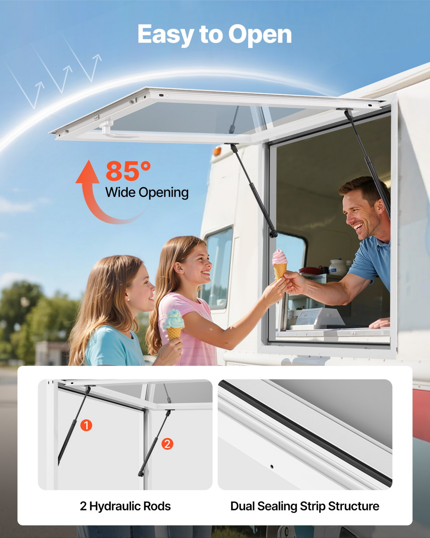 VEVOR 92x92 cm Concession Stand Serving Window Food Truck Service Awning