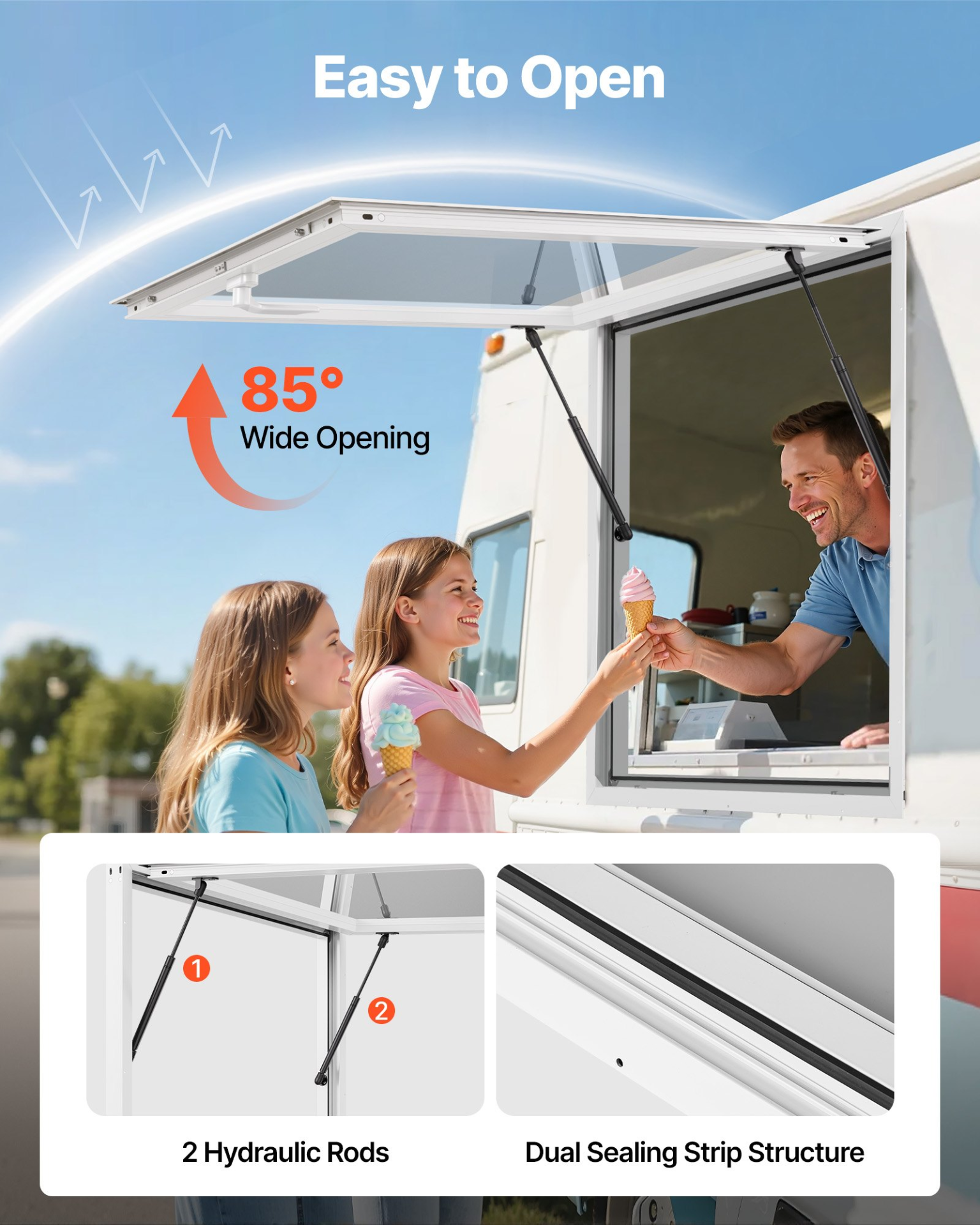 VEVOR 92x92 cm Concession Stand Serving Window Food Truck Service Awning