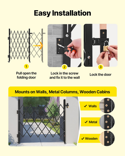 VEVOR Single Folding Security Gate Lockable Scissor Gate 43.31 x 51.57 in (WxH)