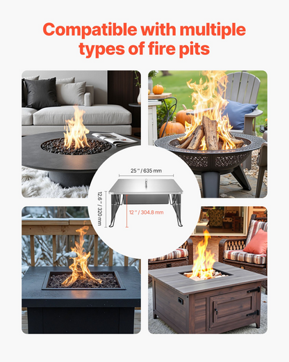 VEVOR Fire Pit Heat Deflector 645x645x370 mm Burner Cover Stainless Steel
