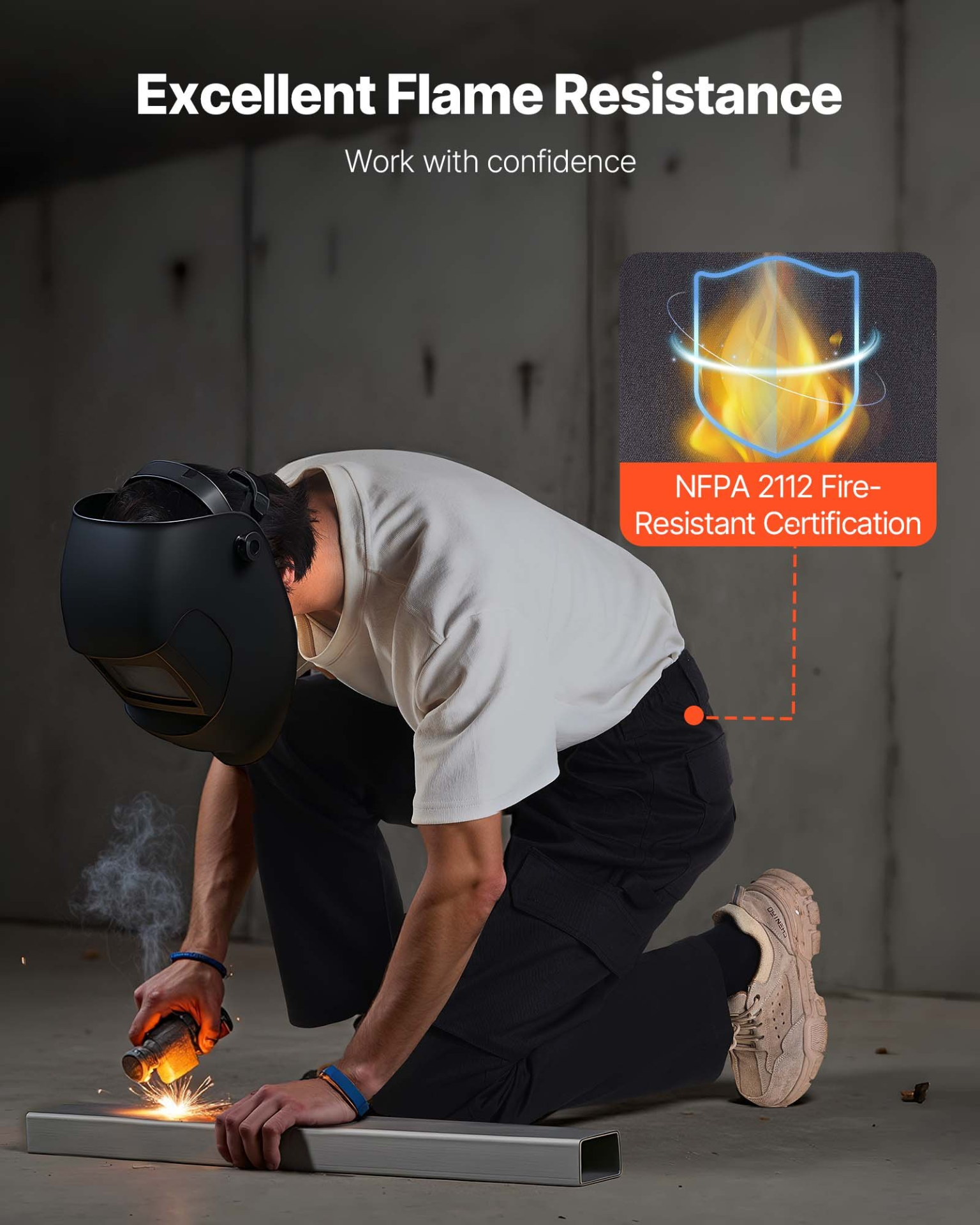 VEVOR FR Pants for Men Flame-Resistant Cargo Pants Multi-Pockets XL Size Black