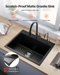 VEVOR 63 cm Granite Kitchen Sink Top Mount Single Bowl Drop-In Basin for RV Bar