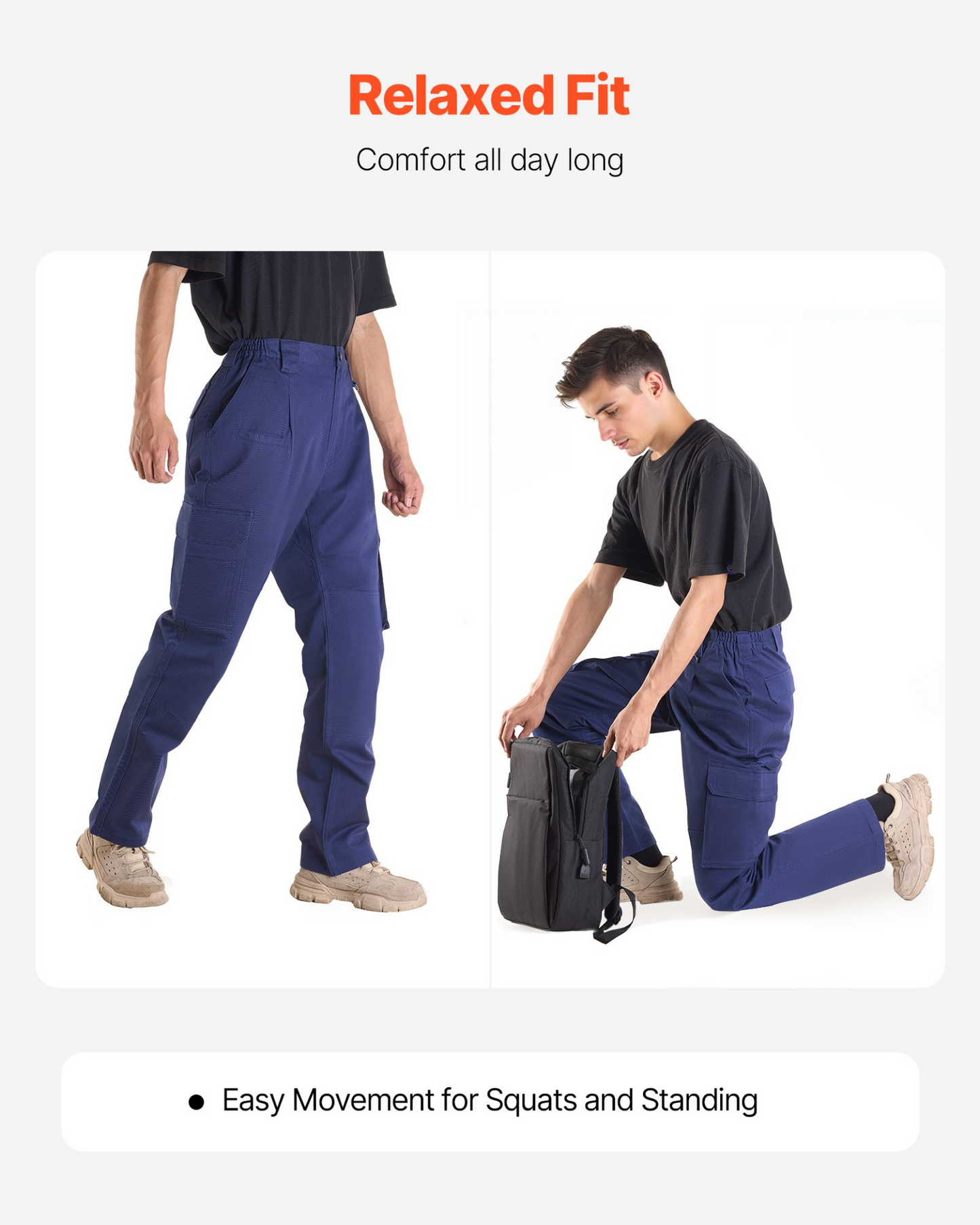 VEVOR FR Pants for Men Flame-Resistant Cargo Pants Multi-Pockets L Dark Blue