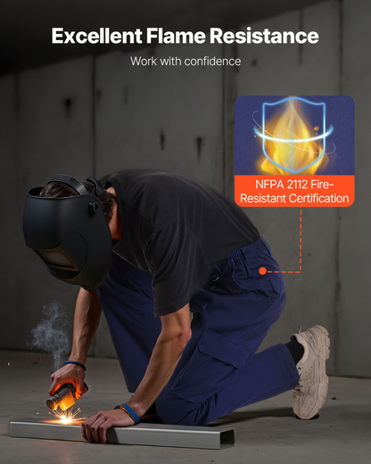VEVOR FR Pants for Men Flame-Resistant Cargo Pants Multi-Pockets L Dark Blue