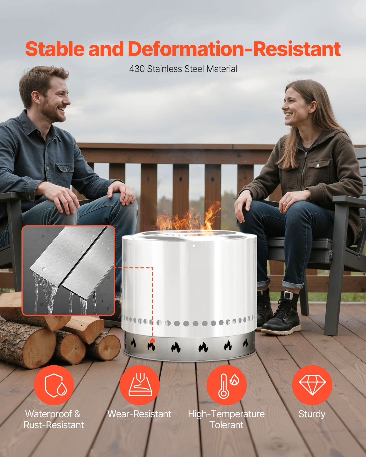 VEVOR Fire Pit Stand for Solo Stove Bonfire 68.6 cm Smokeless Fire Pit Ring