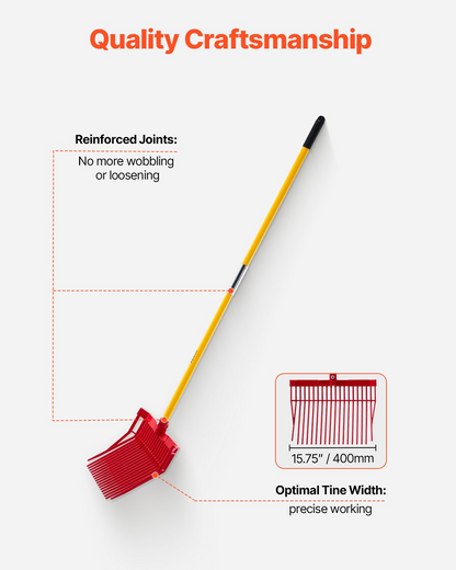 VEVOR Horse Manure Fork Garden Tool 18 Tine Plastic Pitchfork Muck Rake for Hay