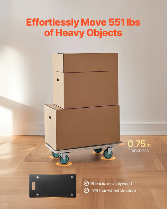 VEVOR Furniture Dolly 551 lbs Furniture Moving Dollies with 4 TPR Silent Wheels