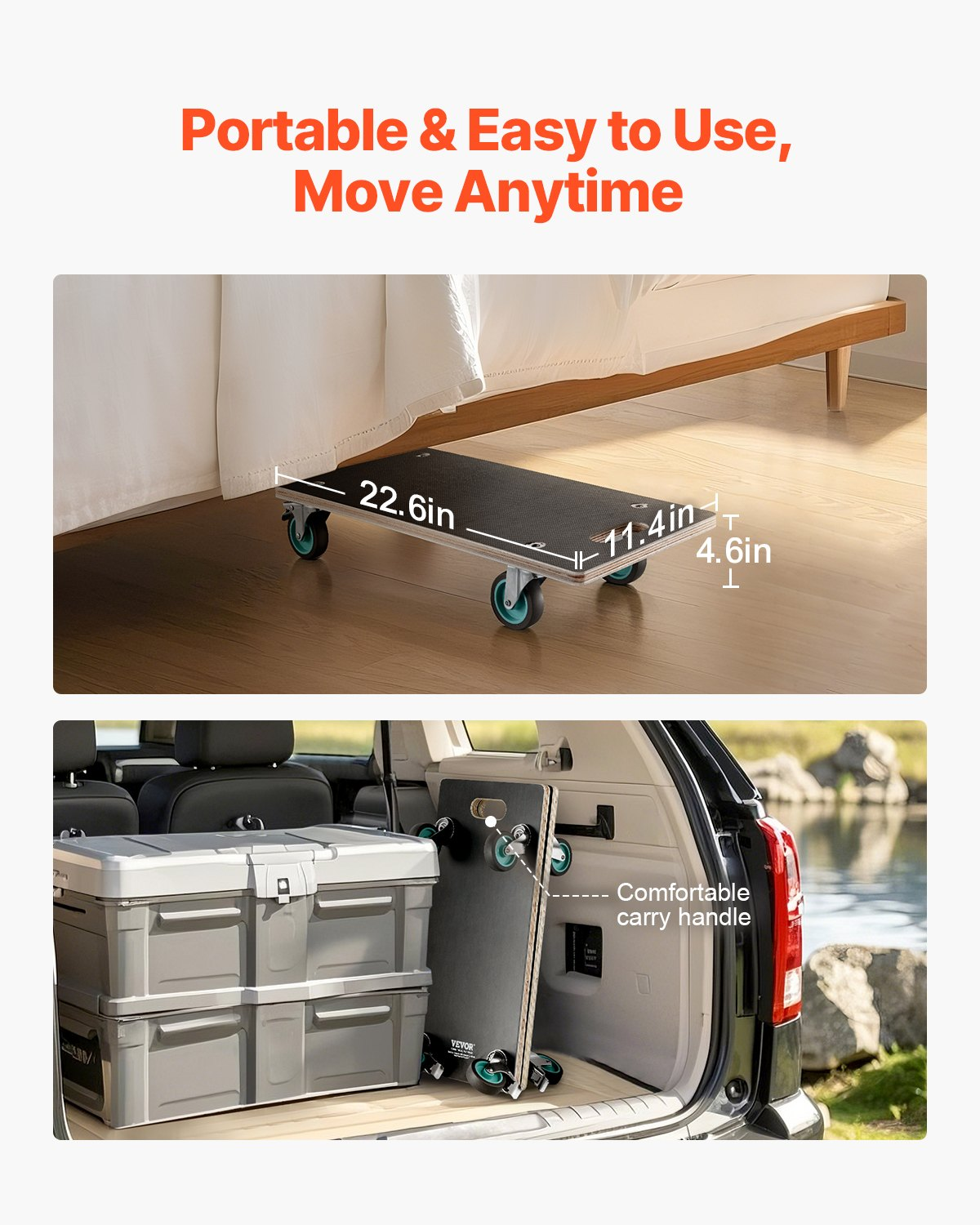 VEVOR Furniture Dolly 551 lbs Furniture Moving Dollies with 4 TPR Silent Wheels