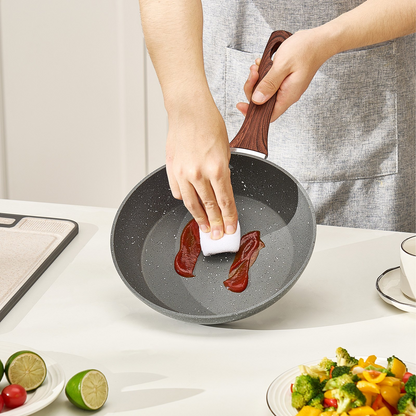 VEVOR 3Pcs Frying Pan Aluminum Skillet Set 250 280 325 mm Nonstick Seasoned Grey