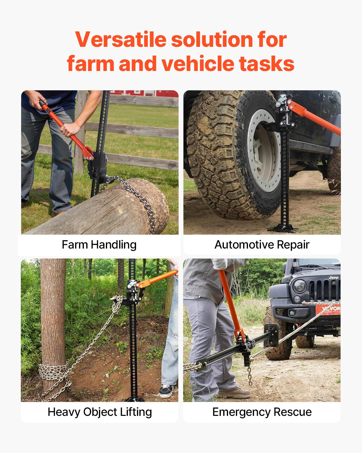 VEVOR 153cm Off Road Farm Jack Hoist 3.18 Ton High Lift Tractor Vehicle's Winch