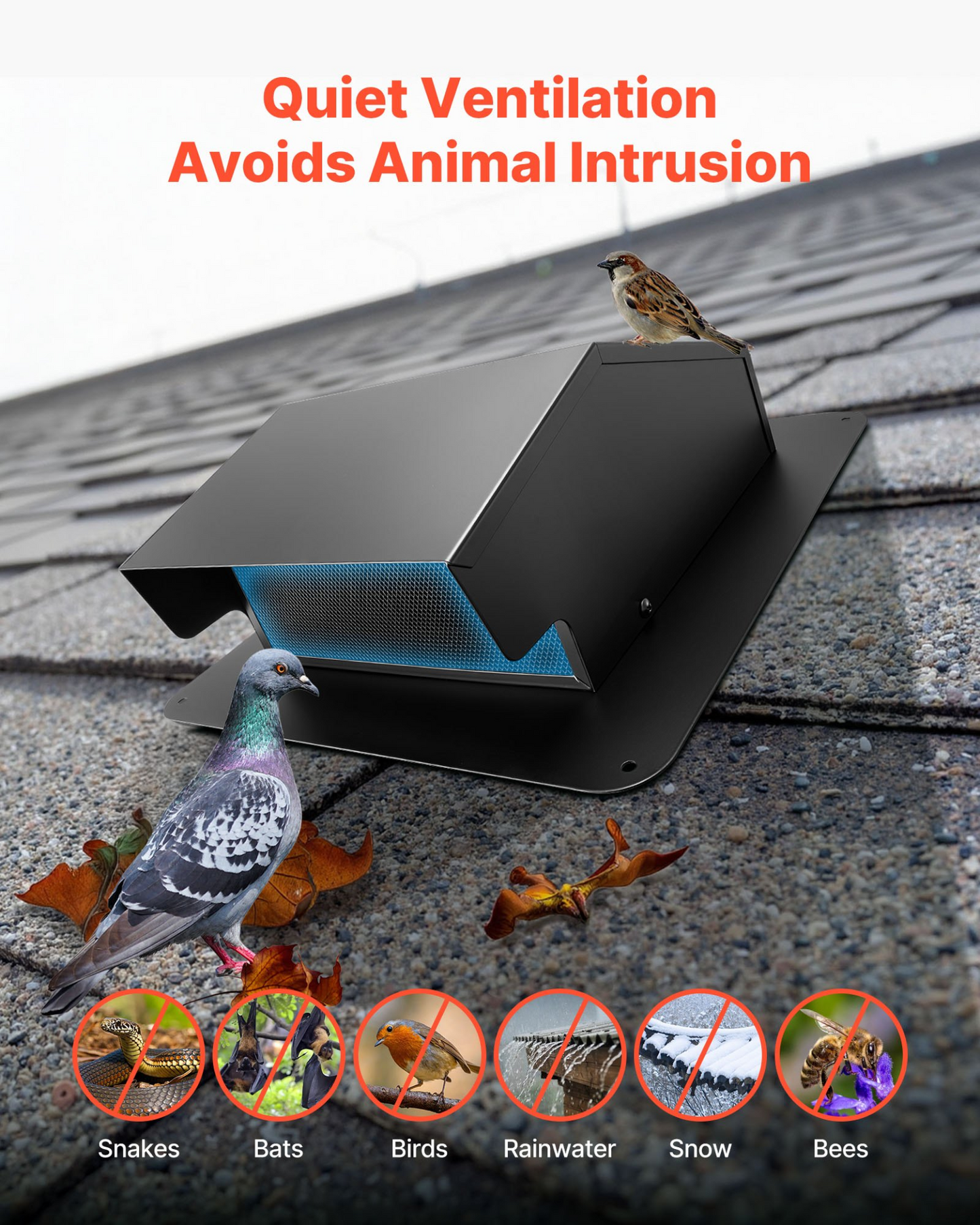 VEVOR 198mm Hooded Wall Vent Cover SPCC Steel Roof Exhaust 1 Pack Black