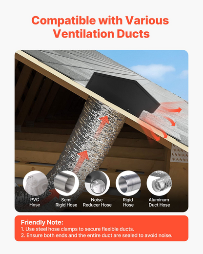 VEVOR 198mm Hooded Wall Vent Cover SPCC Steel Roof Exhaust 1 Pack Black