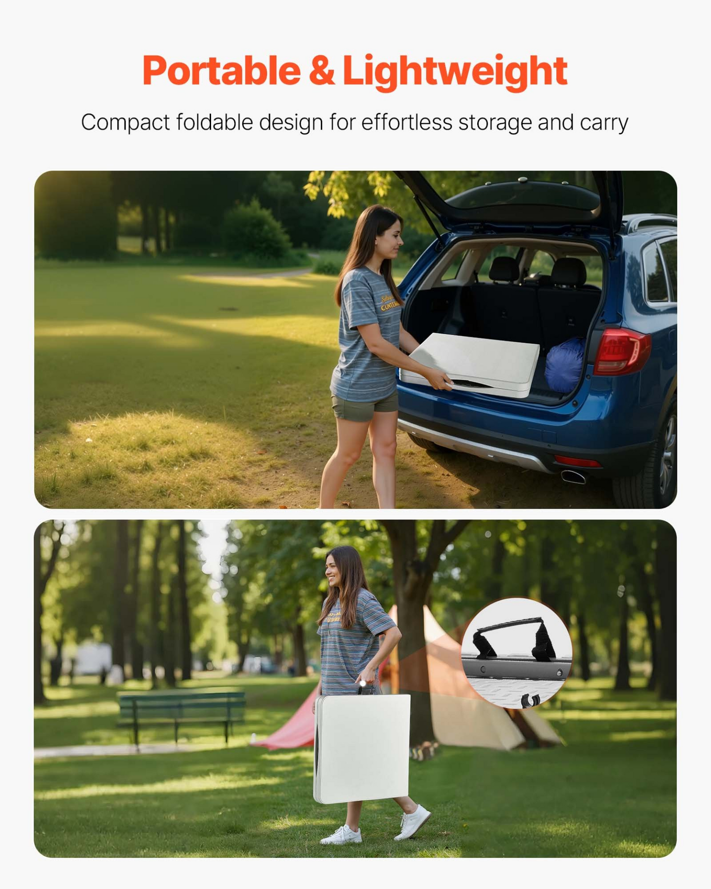 VEVOR 122cm Plastic Folding Table Portable Picnic Table Handle Indoor Outdoor
