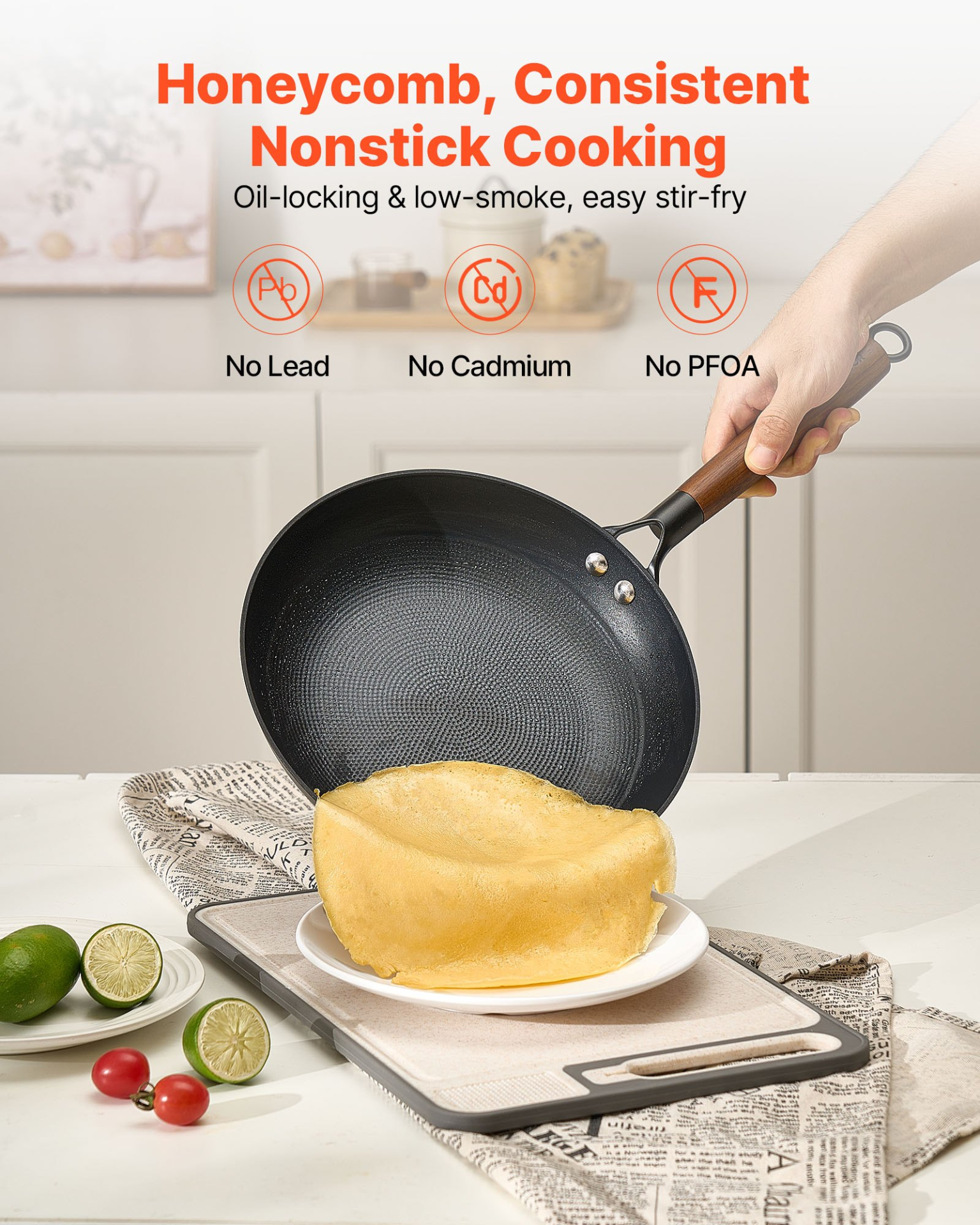 VEVOR 3 Piece Cast Iron Skillet Frying Pan Set 205 265 310 mm Nonstick Black