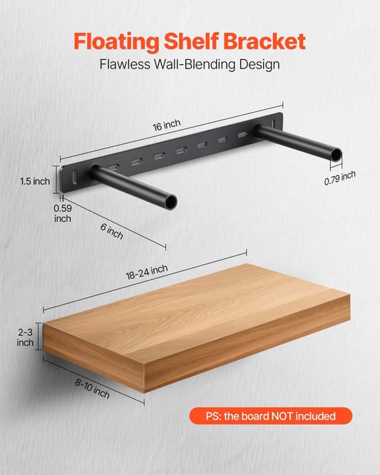 VEVOR 2 Pcs Shelf Brackets 16 inch / 406.4 mm Heavy Duty Floating Shelf Brackets