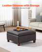 VEVOR 28 in Square Leather Ottoman with Storage Coffee Table for Living Room